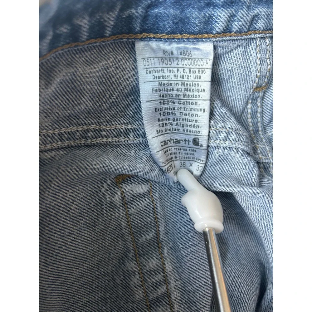 Carhartt Mens Relaxed Fit Straight Leg Blue Denim Jeans 38x32 B460W Medium Wash